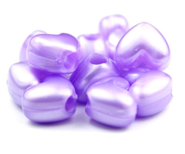 50350 ライト パープル パール 12x10mm ハート型 ポニービーズ (50個)1枚目の画像