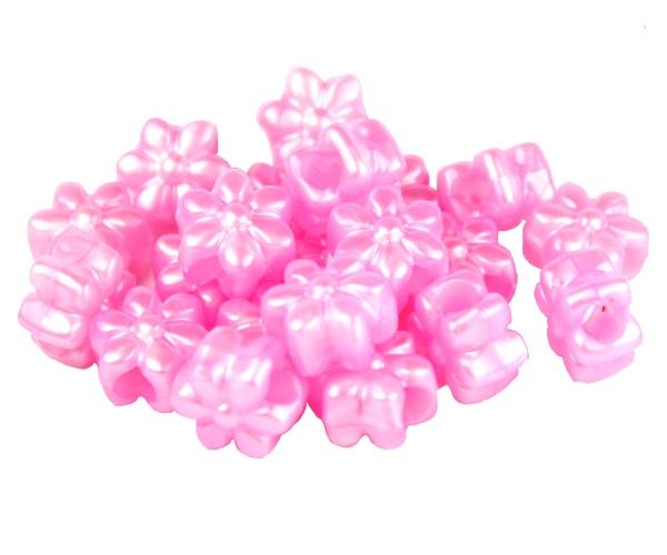 50186 ライト ピンク パール 13mm フラワー ポニービーズ (50個)