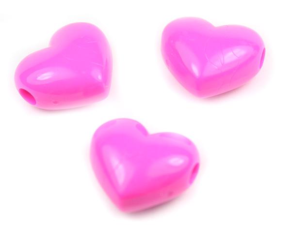 57035 ダーク ピンク 不透明(Opaque) 20mm ハート型 ポニービーズ (10個)1枚目の画像