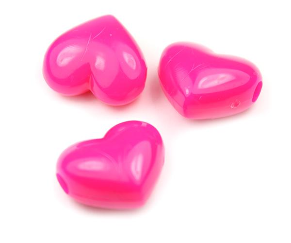 57064 マゼンタ ネオン ブライト 20mm ハート型 ポニービーズ (10個)1枚目の画像