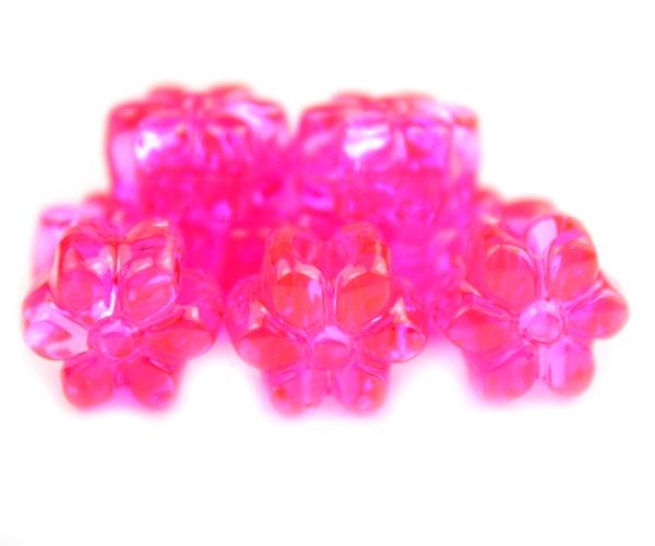 50560 ホット ピンク 透明 13mm フラワー ポニービーズ (50個)