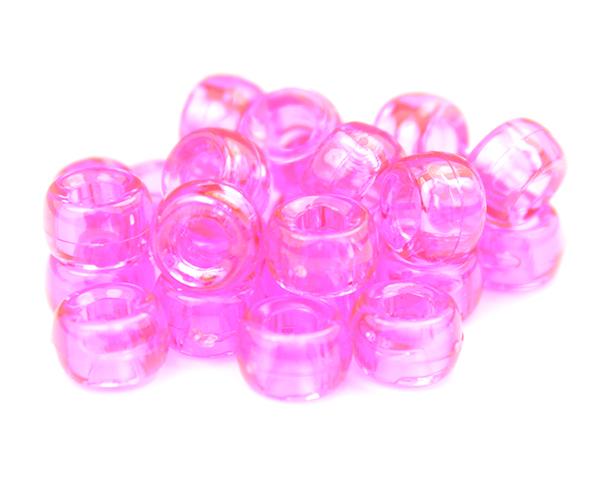 51017 ホット ピンク 透明 6.5x4mm ミニ バレル ポニービーズ (200個)