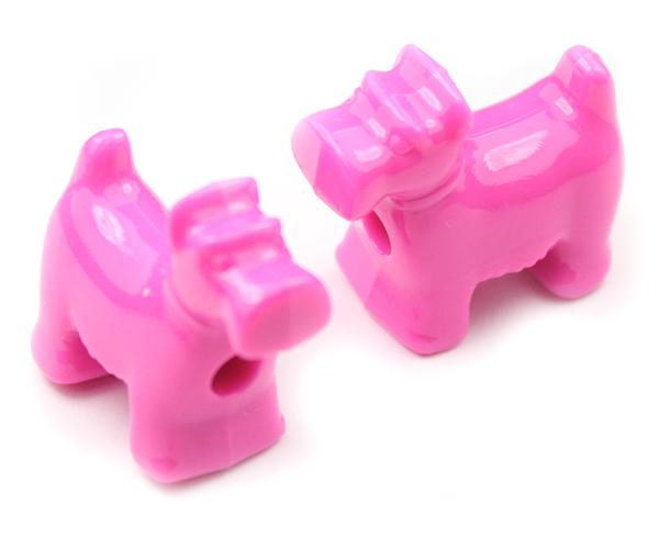 57209 ダーク ピンク 不透明(Opaque) 25mm スコッティ ドッグ ポニービーズ (10個)1枚目の画像