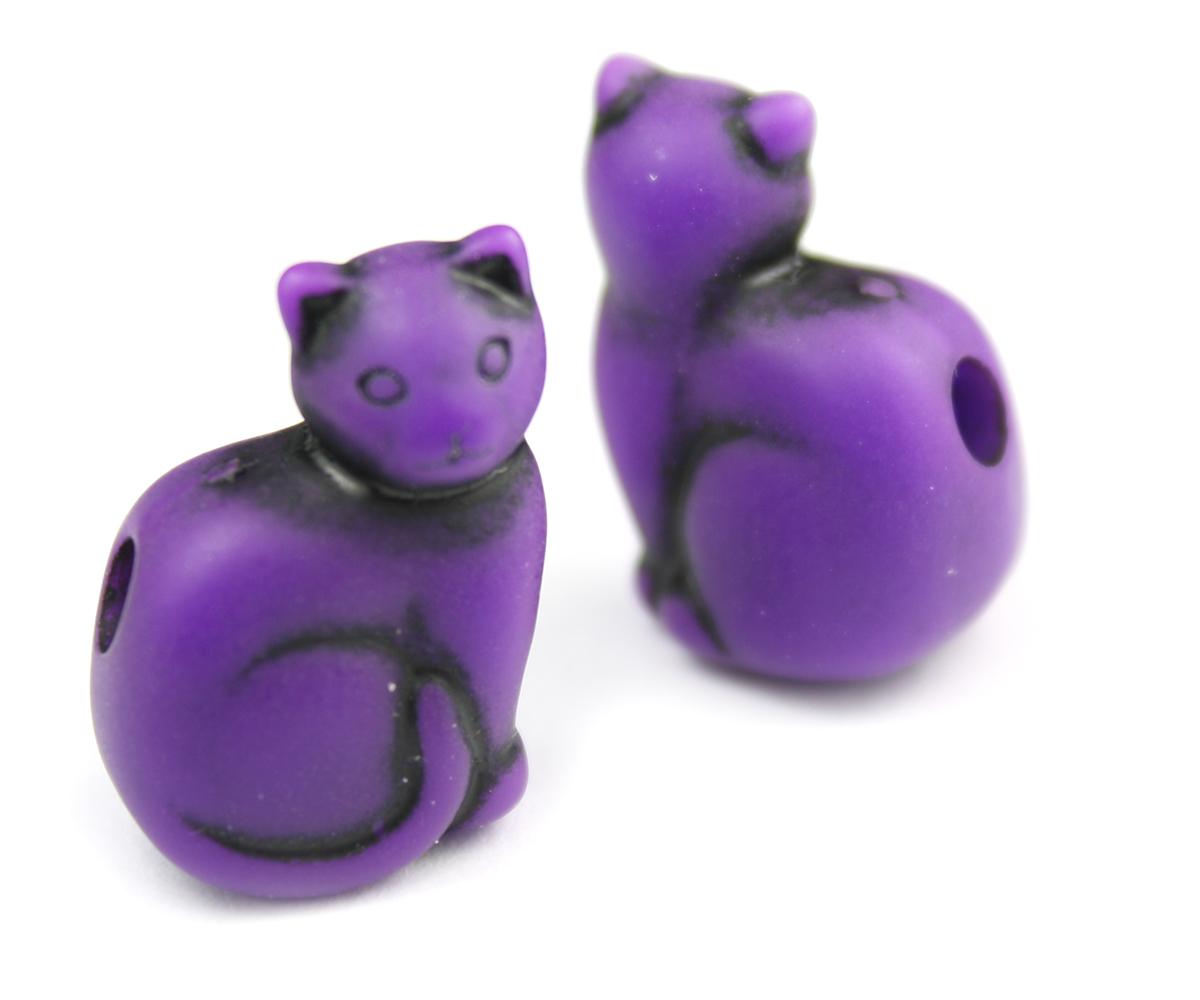 57275 プラム アンティーク 25mm ネコ ポニービーズ (10個)1枚目の画像