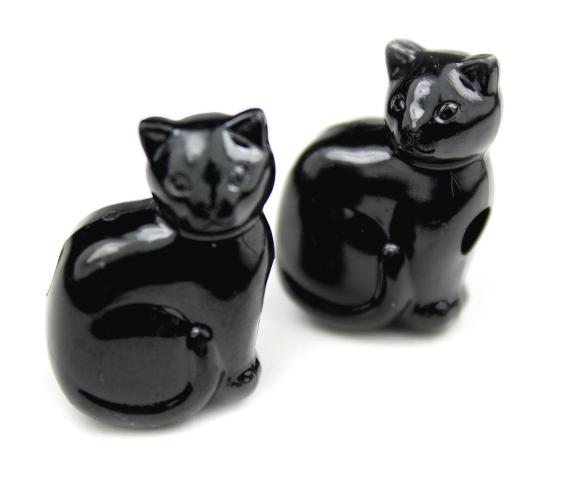 57189 ブラック 不透明(Opaque) 25mm ネコ ポニービーズ (10個)1枚目の画像