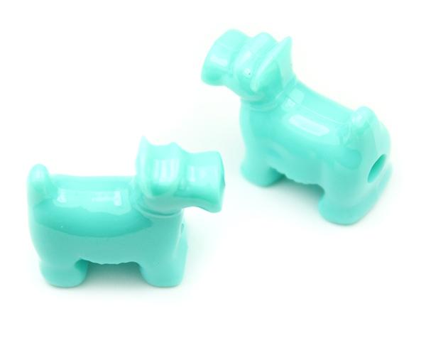 57213 ライト ターコイズ 不透明(Opaque) 25mm スコッティ ドッグ ポニービーズ (10個)1枚目の画像
