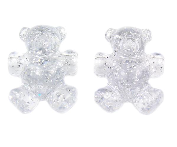 57382 シルバー 閃光(Sparkle) 25mm テディベア ポニービーズ (10個)1枚目の画像