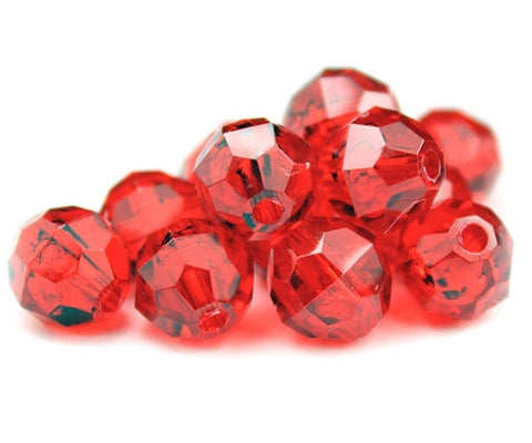 10186 ルビー 透明 12mm 切子面(Faceted Round) クラフトビーズ (36個)【リクエスト入荷】