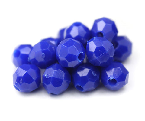 10439 ロイヤル ブルー 不透明(Opaque) 8mm 切子面(Faceted Round) クラフトビーズ (85個)【リクエスト入荷】