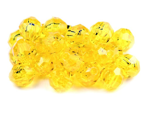 10443 ダーク イエロー 透明 6mm 切子面(Faceted Round) クラフトビーズ (144個)【リクエスト入荷】
