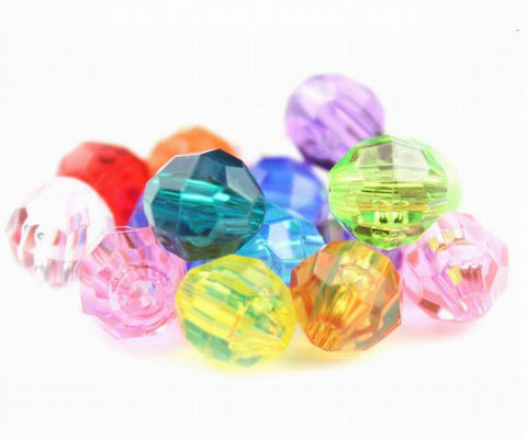 14026 ミックス 透明 6mm 切子面(Faceted Round) クラフトビーズ (200個)【在庫状況：入荷待ち】