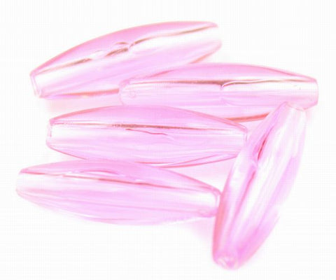 22003 ピンク 透明 19x6mm(標準) スパゲッティ クラフトビーズ (40個)【リクエスト入荷】