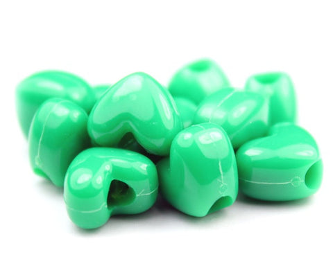 50018 グリーン 不透明(Opaque) 12x10mm ハート型 ポニービーズ (50個)【在庫状況：★☆☆】