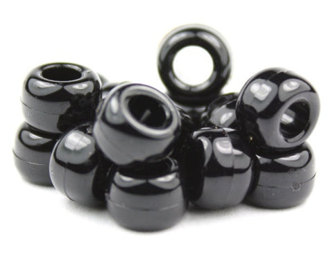 50023 ブラック 不透明(Opaque) 9x6mm(標準) バレル ポニービーズ (100個)【在庫状況：★★☆】