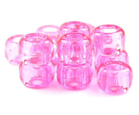 50032 ピンク 透明 9x6mm(標準) バレル ポニービーズ (100個)【在庫状況：★★☆】