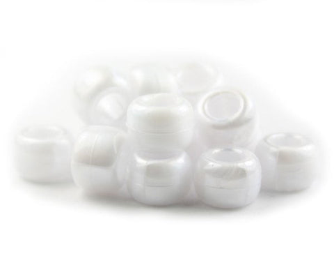 50060 ホワイト パール 9x6mm(標準) バレル ポニービーズ (100個)【在庫状況：★★☆】