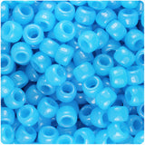 50066 ブルー 蓄光 9x6mm(標準) バレル ポニービーズ (100個)【在庫状況：★☆☆】