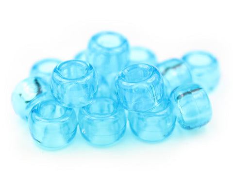 50115 ターコイズ 透明 9x6mm(標準) バレル ポニービーズ (100個)【在庫状況：★★☆】