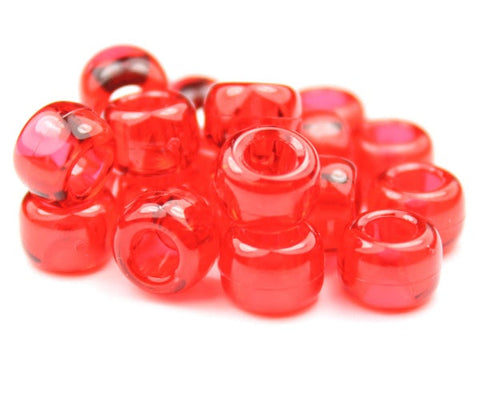 50117 ルビー 透明 9x6mm(標準) バレル ポニービーズ (100個)【在庫状況：★★☆】