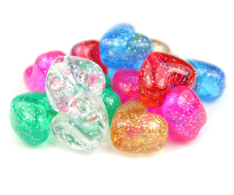 50123 クラシック ミックス 閃光(Sparkle) 12x10mm ハート型 ポニービーズ (50個)【在庫状況：★☆☆】