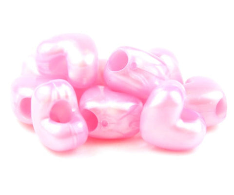 50129 ライト ピンク パール 12x10mm ハート型 ポニービーズ (50個)【在庫状況：★★☆】