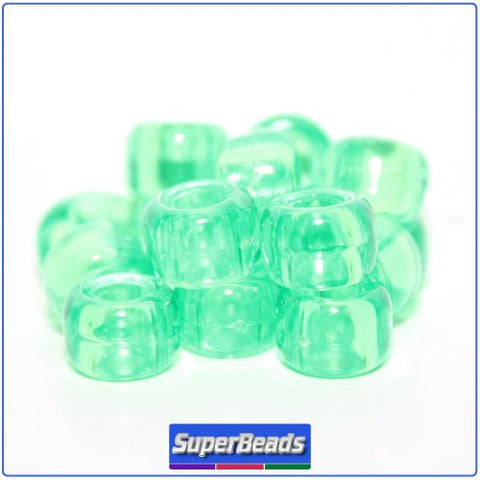 50145 ミント グリーン 透明 9x6mm(標準) バレル ポニービーズ (100個)【在庫状況：★☆☆】