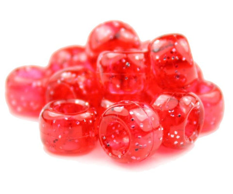 50165 ルビー レッド 閃光(Sparkle) 9x6mm(標準) バレル ポニービーズ (100個)【在庫状況：入荷待ち】