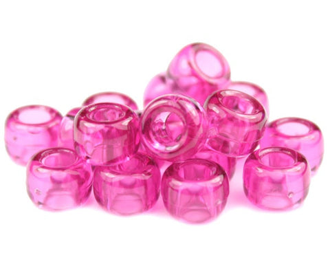 50168 フクシャ 透明 9x6mm(標準) バレル ポニービーズ (100個)【在庫状況：★☆☆】