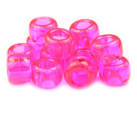 50171 ホット ピンク 透明 9x6mm(標準) バレル ポニービーズ (100個)【在庫状況：★★☆】