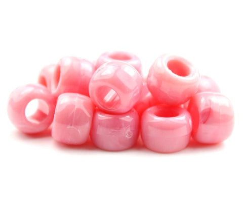 50226 ローズクオーツ マーブル 9x6mm(標準) バレル ポニービーズ (100個)【在庫あり：★★☆】