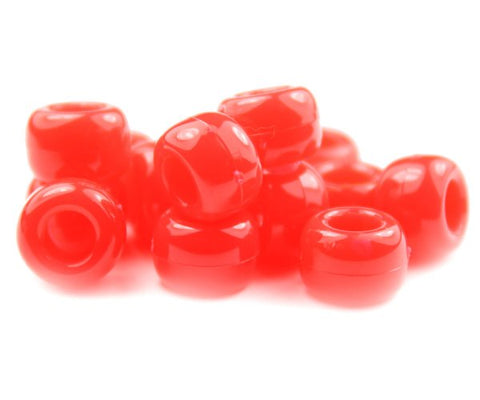 50247 ブライト レッド 不透明(Opaque) 9x6mm(標準) バレル ポニービーズ (100個)【在庫状況：★★☆】