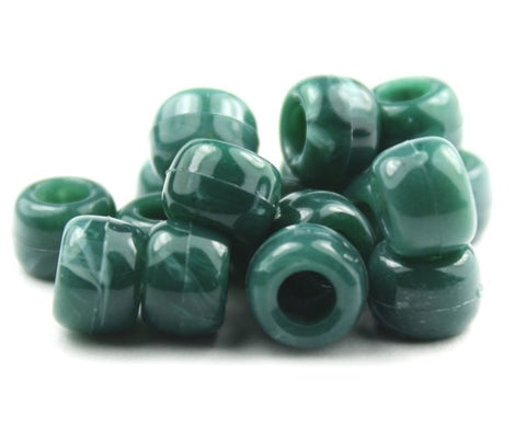 50266 フォレスト グリーン マーブル 9x6mm(標準) バレル ポニービーズ (100個)【在庫あり：★★☆】