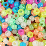 50335 ミックス 蓄光 9x6mm(標準) バレル ポニービーズ (100個)【在庫状況：★★☆】