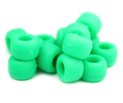 50338 グリーン マット(Matte) 9x6mm(標準) バレル ポニービーズ (100個)【在庫状況：★☆☆】