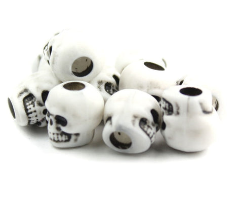 50451 ホワイト アンティーク 13mm スカル ポニービーズ (25個)【在庫状況：★★★】