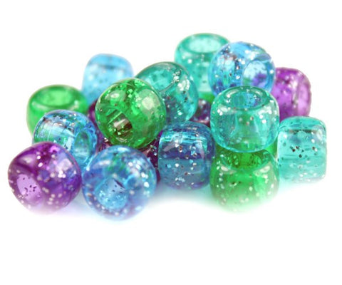 50457 クール ミックス 閃光(Sparkle) 9x6mm(標準) バレル ポニービーズ (100個)【在庫状況：★☆☆】