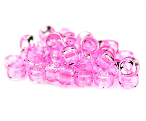 50471 ローズクオーツ 透明 6.5x4mm ミニ バレル ポニービーズ (125個)【リクエスト入荷】