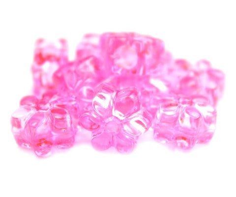 50557 ピンク 透明 13mm フラワー ポニービーズ (50個)【在庫状況：入荷待ち】