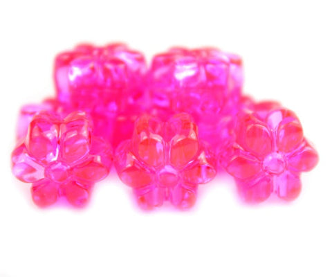 50560 ホット ピンク 透明 13mm フラワー ポニービーズ (50個)【在庫状況：★★☆】