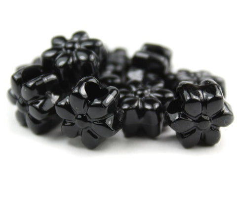 50561 ブラック 不透明(Opaque) 13mm フラワー ポニービーズ (50個)【在庫状況：★☆☆】