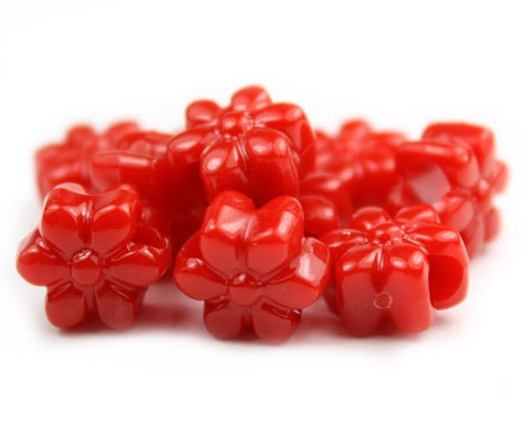 50570 レッド 不透明(Opaque) 13mm フラワー ポニービーズ (50個)【在庫あり：★☆☆】