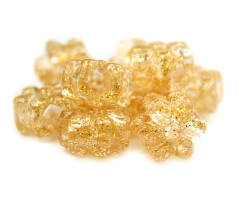 50589 ゴールド 閃光(Sparkle) 13mm フラワー ポニービーズ (50個)【在庫あり：★★☆】