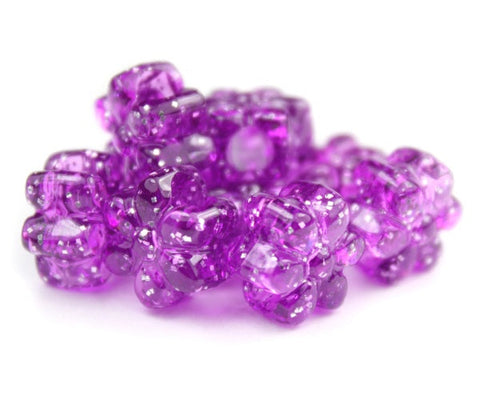50593 ダーク アメジスト 閃光(Sparkle) 13mm フラワー ポニービーズ (50個)【リクエスト入荷】