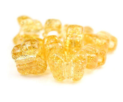 50638 ゴールド 閃光(Sparkle) 13x10mm バタフライ ポニービーズ (50個)【リクエスト入荷】