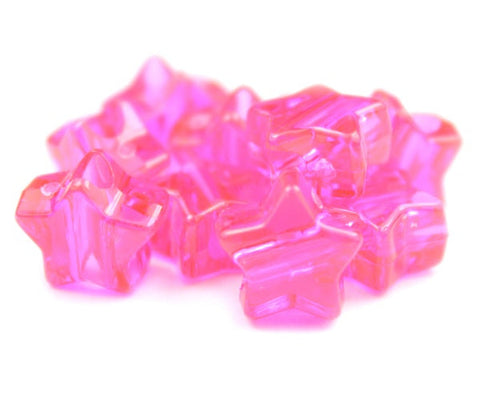 50678 ホット ピンク 透明 13mm スター ポニービーズ (50個)【在庫状況：★★☆】