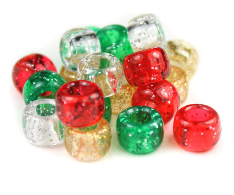 50712 クリスマス ミックス 閃光(Sparkle) 9x6mm(標準) バレル ポニービーズ (100個)【在庫状況：★★☆】