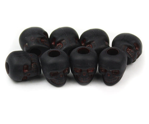 50730A ブラック/レッド マット(Matte) 13mm スカル ポニービーズ (100個)【在庫あり：★★☆】