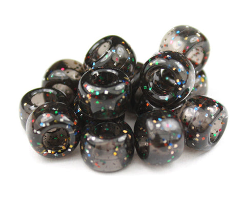 50746 ジェット 閃光(Sparkle) 9x6mm(標準) バレル ポニービーズ (100個)【在庫状況：★★☆】