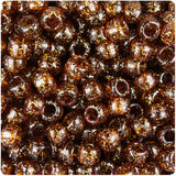 50761 ルートビア 閃光(Sparkle) 9x6mm(標準) バレル ポニービーズ (100個)【在庫状況：★☆☆】