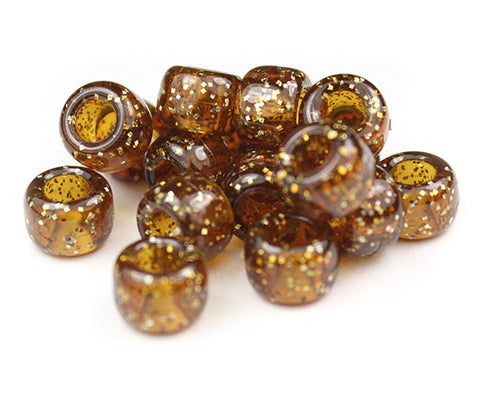 50761 ルートビア 閃光(Sparkle) 9x6mm(標準) バレル ポニービーズ (100個)【在庫状況：★☆☆】